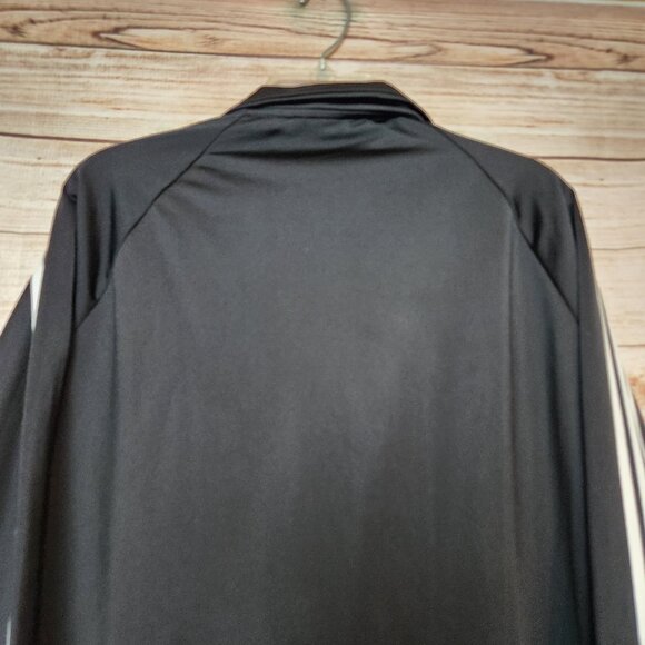 Men’s Large Adidas Track Jacket Black White Zipper Pockets Logo RN 88387 - Picture 14 of 16